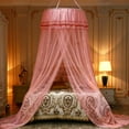 thumbnail image 1 of Bed Canopy, Bed Curtain for Single to King Size, Canopy Bed Curtains Round Lace Dome, Bedroom Indoor Outdoor Decor for Girls Boys Adults (Red), 1 of 2