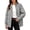 Gray, variant on SBYOJLPB Women's Polka Dot Coat Stand Collar Zip Up Jacket with Pockets