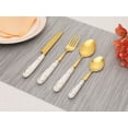 thumbnail image 5 of REGALWOVEN 24 Piece Silverware Set, Stainless Steel Floral Flatware Set for 6, Modern Cutlery Set for Kitchen Dining White 24, 5 of 6