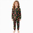 thumbnail image 4 of NOLDARES Little Boys Girls' Christmas Pajamas Sets Toddler Pjs Kids Print Sleepwear Fall Winter 2 Piece Long Sleeve Top Pjs Set(D008-Dark Green), 4 of 9