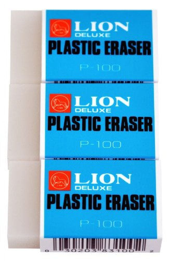 Lion Pencil & Pen Erasers, Translucent White, 3 Count