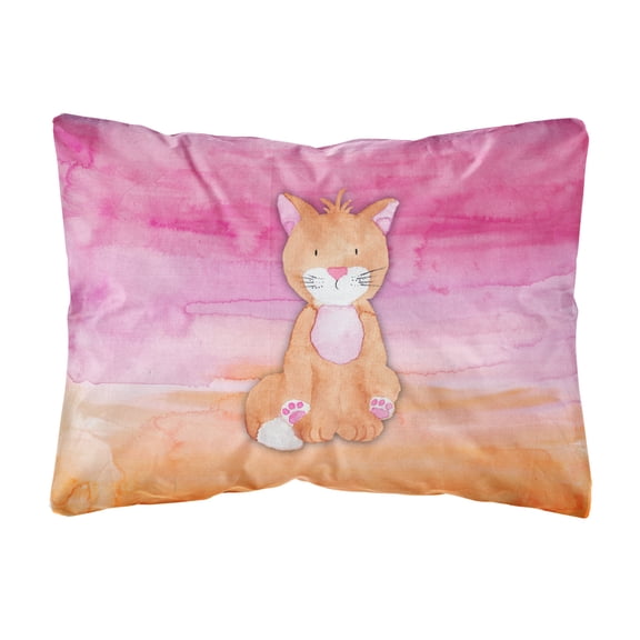 Orange Cat Watercolor Canvas Fabric Decorative Pillow
