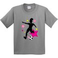 thumbnail image 3 of Inktastic Girl Playing Soccer Pink and Yellow Stars Youth T-Shirt, 3 of 5