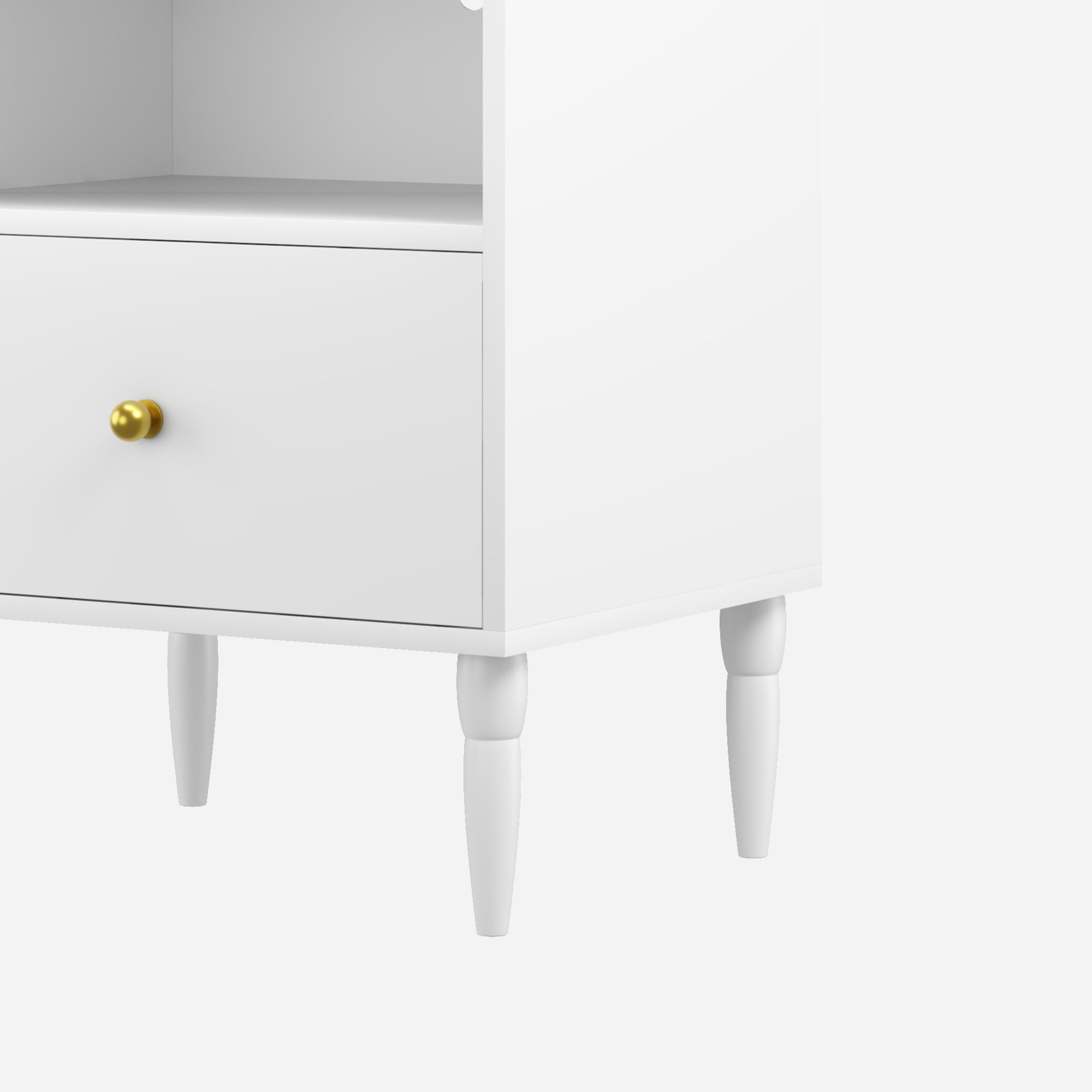 Noble House 20" Nightstand with Drawer and Open Shelf, Modern Bedside Table, Small End Table for Bedroom, White