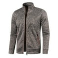 thumbnail image 3 of Bcfgryg Mens Autumn And Winter Zipper Neck Solid Sweater Long Sleeve Fashion Top Sweatshirt Coat Sweaters For Men Brown S, 3 of 4
