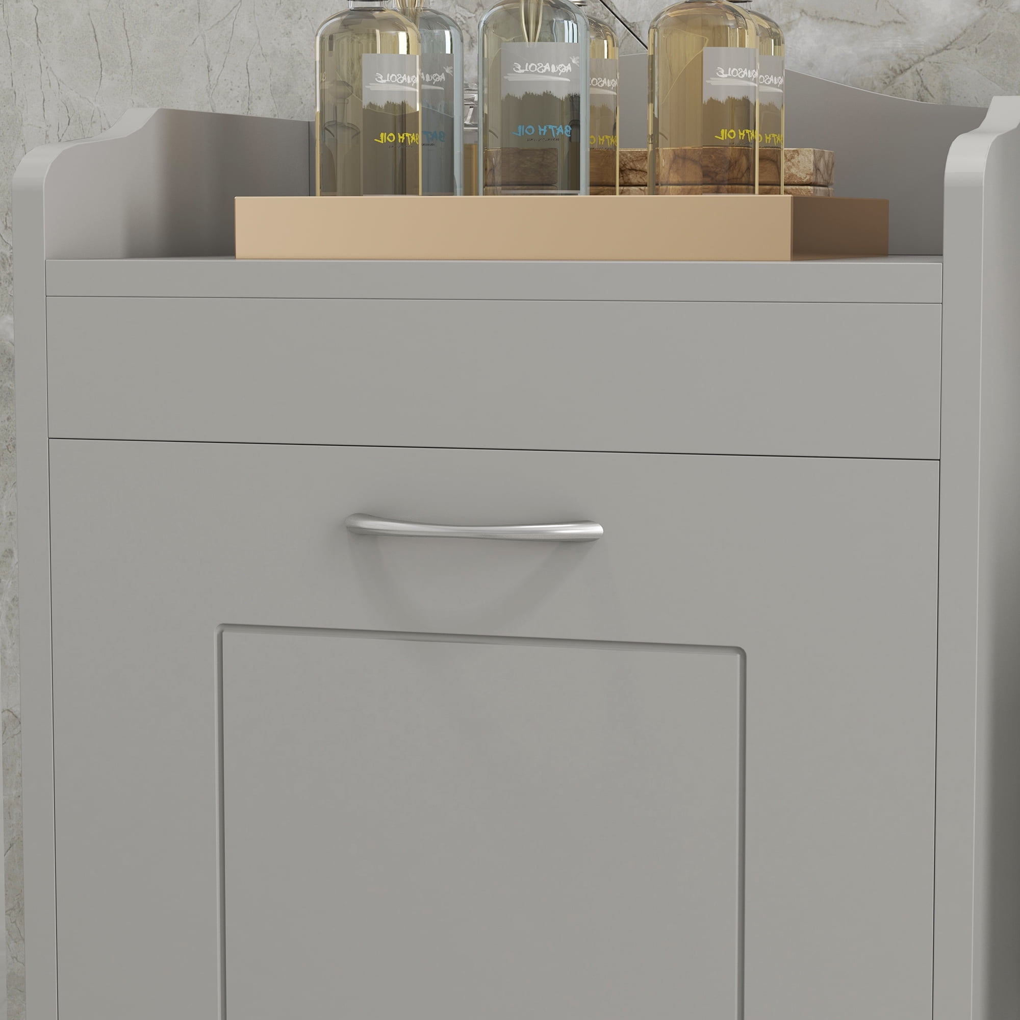 HOMCOM 31" Tilt Out Laundry Hamper, Free Standing Home Organizer Hamper, Bathroom Storage Cabinet, Gray