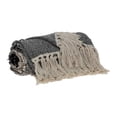 thumbnail image 3 of HomeStock Sophisticated Simplicity Transitional Handloomed 52" x 67" Cotton Throw Blanket for All Living Spaces-Color:Black And Beige, 3 of 10