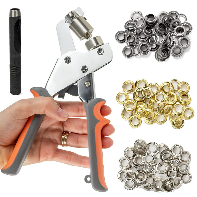  500Pcs 1/4 Inch Grommet Tool Kit, Leather Hole Punch Pliers,  Grommets Kit with 500 Metal Eyelets in Gold and Silver for Leather, Shoes,  Fabric, Belts : Arts, Crafts & Sewing