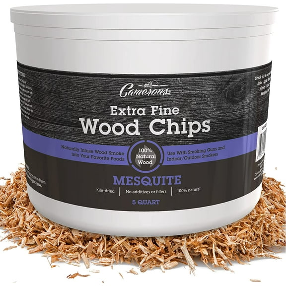 Camerons Smoking Chips - (Mesquite) 5 Quart Kiln Dried, Natural Extra Fine Wood Smoker Shavings, Barbecue Chips