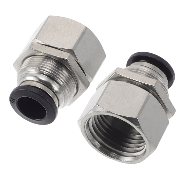 Conectores de aire Unique Bargains 25/64" Acoplador macho adaptador recto plástico metal 20mm / 1/2" BSPT 2 piezas tono negro plateado