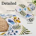 thumbnail image 3 of Watercolor Botanical Throw Pillow Covers, Blue Yellow Leaves Floral Plants Spring Soft Breathable Pillow Cases with Invisible Zipper, Small Pillowcases for Couch Bed Sofa Chair 16x24 Inches, 3 of 9