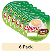 (6 pack) INABA Churu Meal Chowder Adult Wet Cat Food, 2.29 oz cup, Chicken Recipe with Tuna Flavor