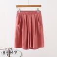 thumbnail image 2 of Women's Plus Size Elastic Waist Shorts, Soft Solid Color Polyester, Tummy Control Pull On Design, Comfortable Stretch Mid Waist Casual Bottoms, Everyday Summer Wear, | TruBelle,Pink 5XL, 2 of 6