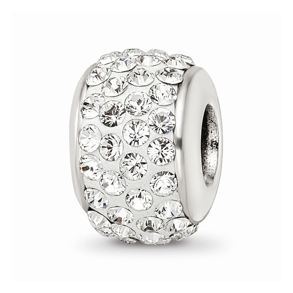 FB Jewels Sterling Silver Reflections White Full Swarovski Crystal Bead