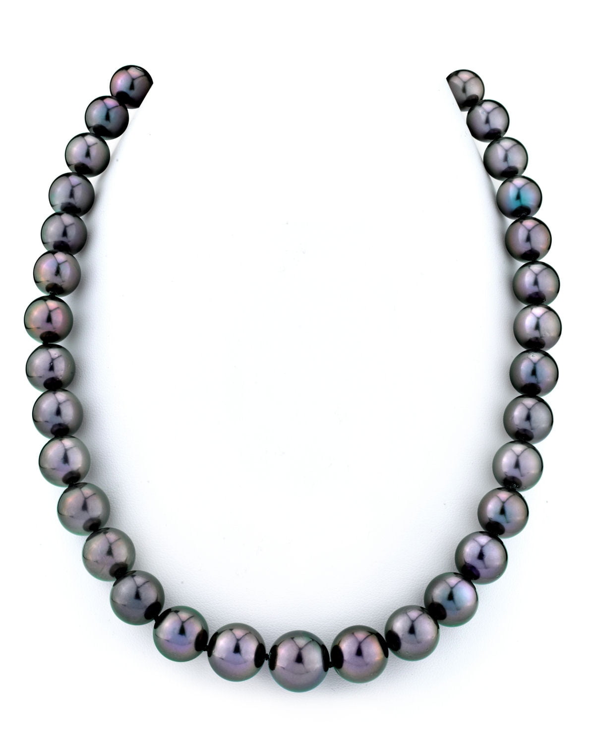 14K Gold 10-13mm Tahitian Cultured Pearl Necklace With Rare Bronze Eggplant Overtones by The Pearl Source
