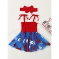 thumbnail image 3 of FEORJGP 4th of July Clothes for Baby Girls 0 3M 6M 12M 18M 24M Kids Toddler Cami Rompers Dress Tie-Up Spaghetti Strap Jumpsuits Star Pattern Mesh Skirrl Fashion Cute Summer Outfits for Party, 3 of 7
