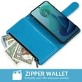 thumbnail image 4 of Asuwish Compatible with Motorola Moto G 5G 2024 Wallet Phone Case and Tempered Glass Screen Protector Flower Faux Leather Flip Credit Card Holder Stand Zipper Cell Cover for G5G 5 G G5 Women Blue, 4 of 9
