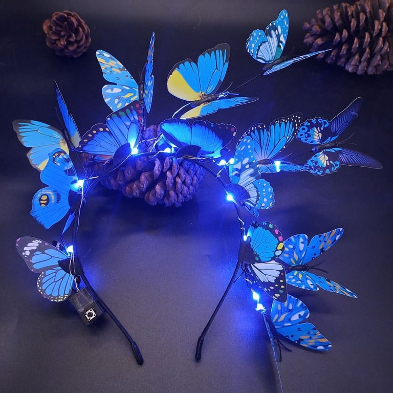 Vorkoi LED Butterfly Fascinator Headband For Women Monarch  display picture 2