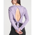 thumbnail image 4 of Real Essentials 4 Pack: Women's Dry-Fit Long-Sleeve Tie Back Open Back Athletic Workout T-Shirt (Available in Plus Size), 4 of 6