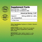Vitamin D3 2000 IU by Alfa Vitamins - Immune Boost - Healthy Joints & Bones - 250 Softgels