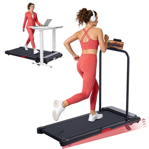 Foldable Walking Pad Treadmill with Handles, 3.0HP Compact Portable Running Machine for Home Fitness, 350LBS Capacity