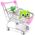 thumbnail image 4 of Mini carrito de compras Carrito de supermercado Carrito de compras Modo de carrito de utilidad Almacenamiento Juguete Accesorio de escritorio y decoración (Acero inoxidable rosa), 4 of 5