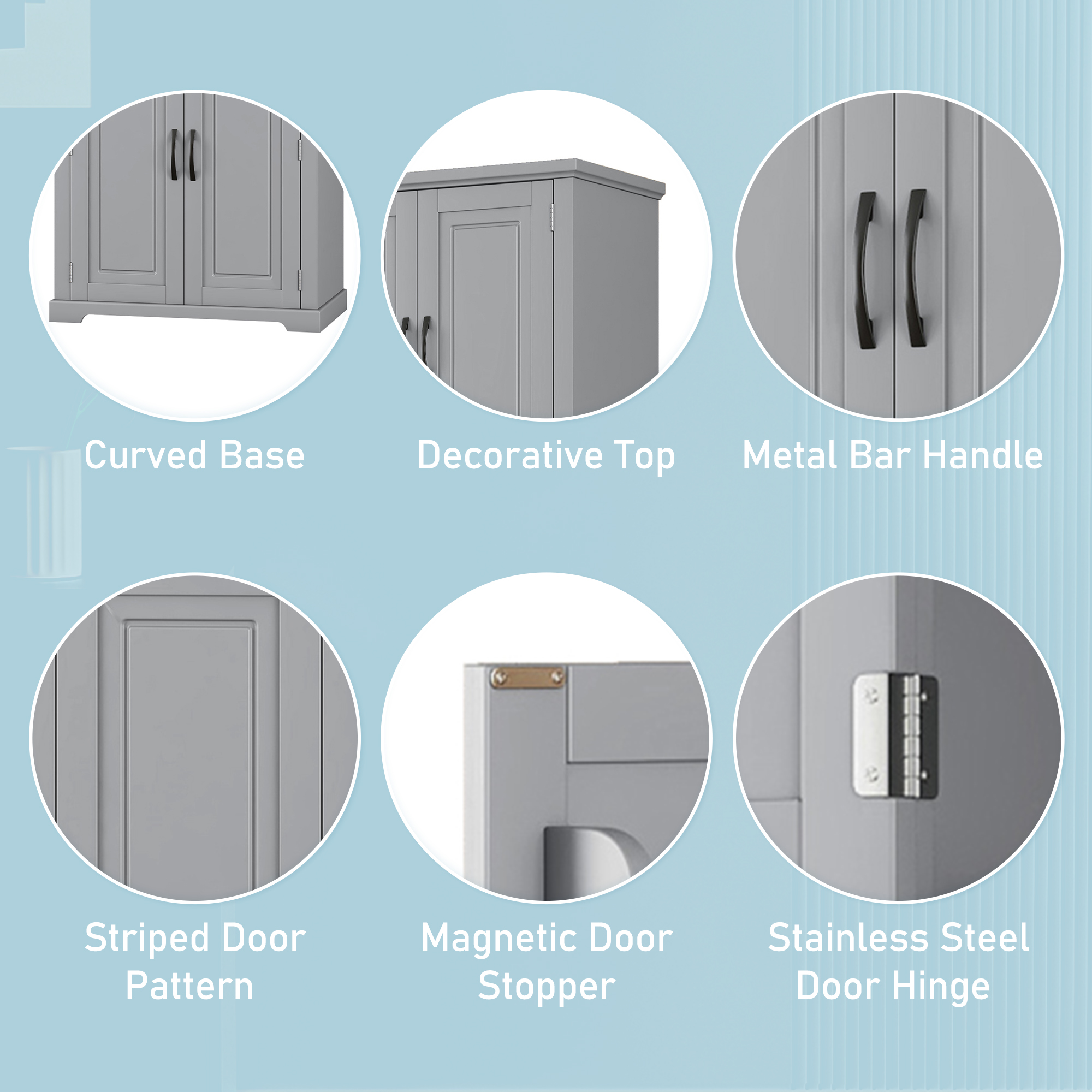 Mintazer 72" Tall Bathroom Linen Cabinet with Adjustable Shelves & Large Drawer, Freestanding Storage Cabinet with Side Door Organizer for Bathroom Laundry Room, Grey