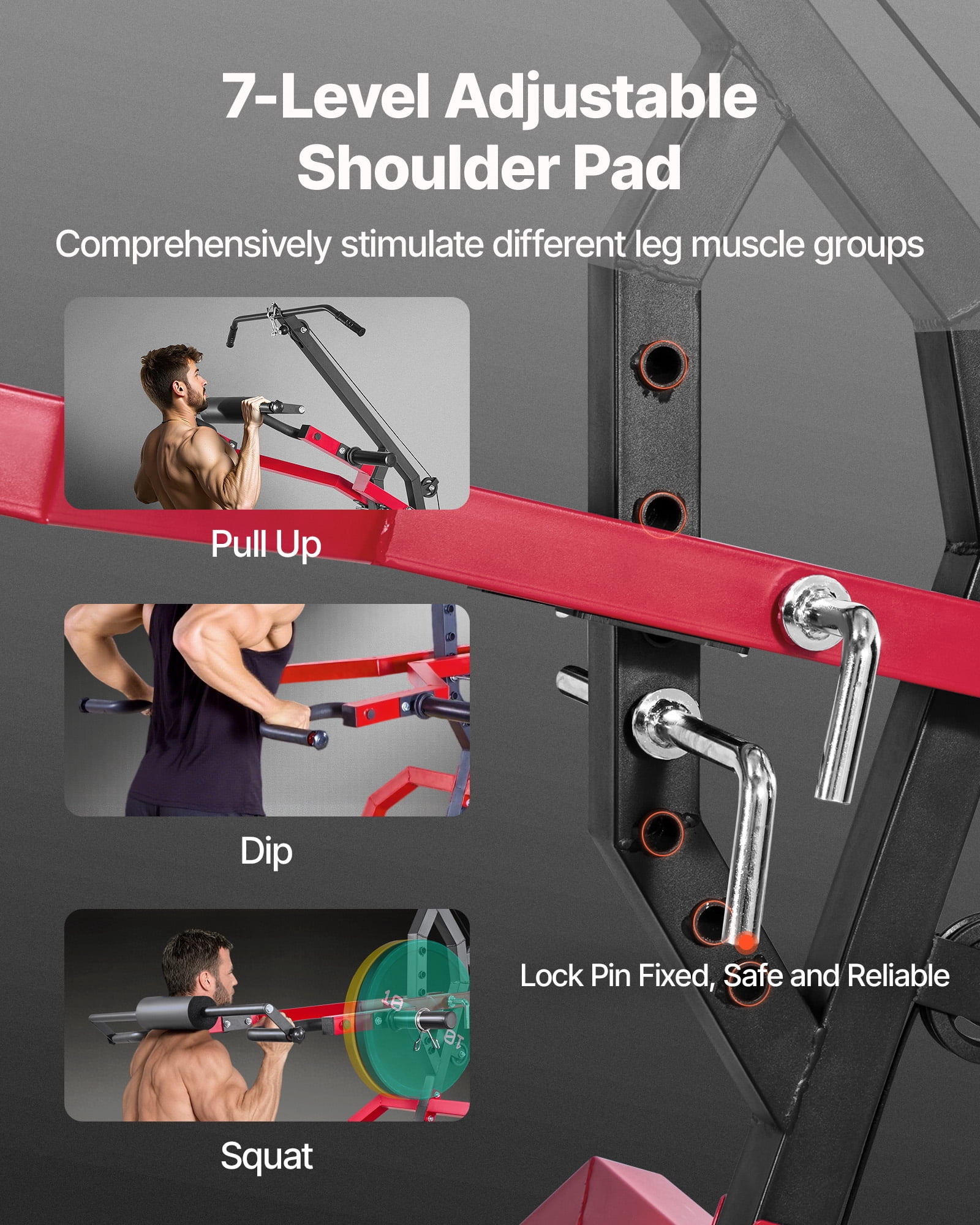 VEVOR Home Gym Equipment, Leverage Gym with 2:1 Ratio LAT Low Row System, Strength Training Machine for Squats Deadlifts Bench Press Bicep Curls, Home Gym Machine,Adjustable Full Body Workout Station