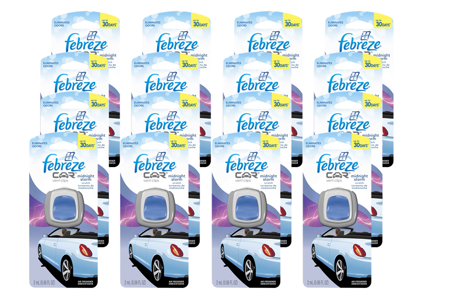 Febreze Car Vent Clips Air Freshener and Odor Eliminator, Midnight