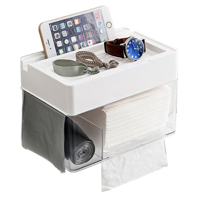 Caja de almacenamiento de toallitas - Dispensador de toallitas desechables - Soporte montado en la pared para papel higiénico y toallitas desechables