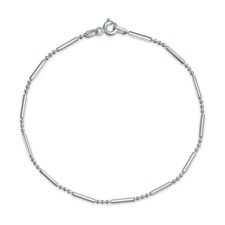 Simple Plain Bar Ball Link Chain Anklet Charm Hot wife Ankle Bracelet For Women Made In Italy 925 Sterling Silver 9In