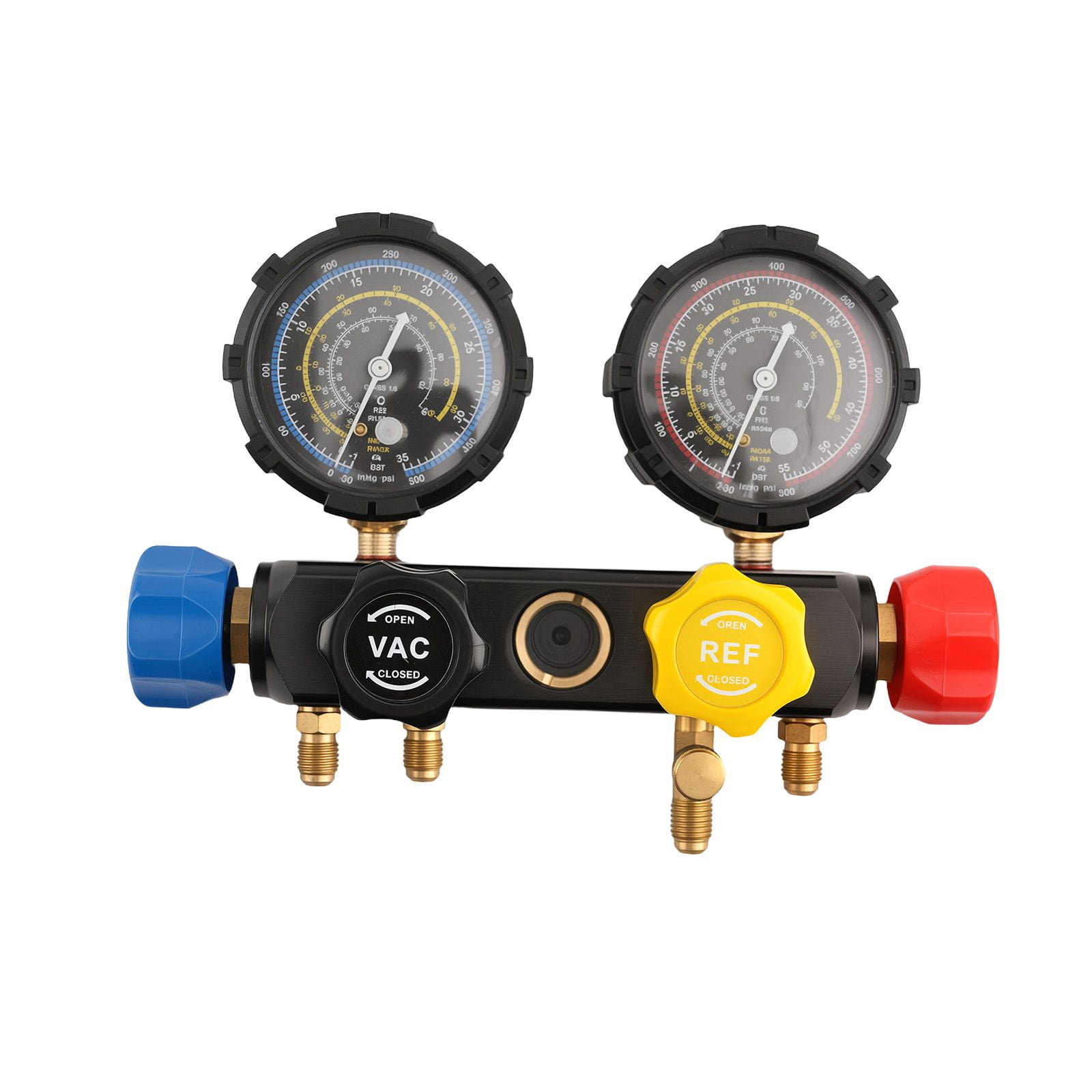 14pc AC Manifold Gauge Set 4-Way for R134a R22 R410a Refrigerant, HVAC Charging Kit with 5ft Hoses, High/Low Pressure Dials, Adapters & Case, SKU 47569983, Automotive Cooling