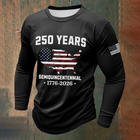 We The People T Shirt Crewneck Long Sleeve T-Shirts Journey USA Anniversaryle Soft Casual Mens Graphic Tees Black L