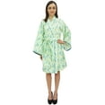 thumbnail image 2 of Bimba Leaf Printed Bridesmaid Kimono Robe With Belt Cover Up Nightwear Wrap - 6, 2 of 3