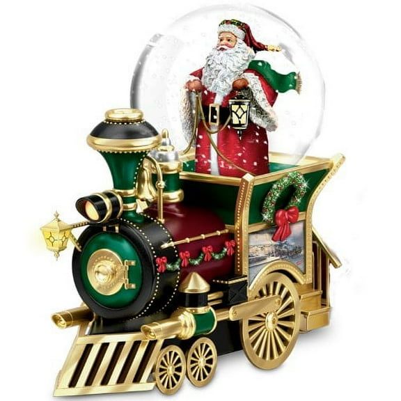 The Bradford Exchange Wonderland Express Miniature Snow Globe Collection: Santa Claus Comin' To Town Christmas Decoration by Thomas Kinkade