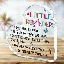 Little Reminders You Are Enough, Funny Acrylic Heart-Shaped Plaque Clear Desk Decorative Sign Sister Coworkers Gifts, Birthday Gifts, Thanksgiving Christmas Gifts Graduation Gifts Home Office Room