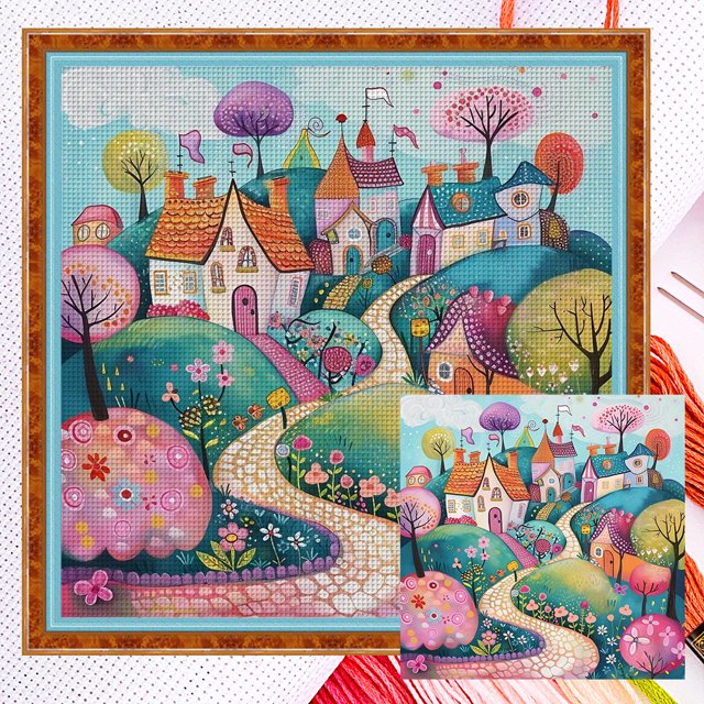 Kit Punto Cruz Contados Hilo Algodón Ecológico Bordado 11CT 40x50cm
