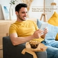 thumbnail image 4 of Couch Arm Tray Bamboo Sofa Clip on Side Table Foldable Couch Armrest Table with 掳 Phone Holder Food Trays for Eating/Drinks/Snacks/Remote, 4 of 7