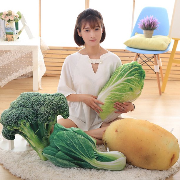 Gwong Decoración hogareña Simulación de brócoli de brócoli de bróculos de felpa regalos de juguete para el hogar Cojín de almohada Gwong 99934