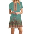 thumbnail image 1 of Birdeem Robe d'Été Décontractée à Manches Courtes Imprimée Col Rond pour Femmes, 1 of 1