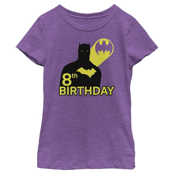 Girl's Batman 8th Birthday Bat Signal  Graphic Tee Purple Berry X Large