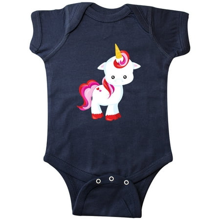 

Inktastic Cute Little Unicorn With Red And Pink Mane Hearts Gift Baby Girl Bodysuit