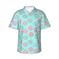 thumbnail image 1 of Balery Colorful Sweet Donuts Camisas hawaianas de manga corta para hombre, camisas playeras de corte holgado, camisas de vacaciones con botones,Small, 1 of 7