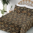 thumbnail image 3 of Ambesonne Floral Design Fitted & Flat Sheet with Shams 4 Pcs Set, Paisley Flowers Print, King, Pistachio Green Marigold, 3 of 5