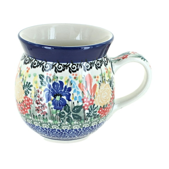 Blue Rose Polish Pottery Summer Blooms Bubble Mug