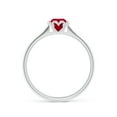 thumbnail image 2 of ANGARA Natural Classic Bezel-Set Round Ruby Floral Engagement Ring in 14K White Gold for Women (Size-5mm) | July Birthstone Jewelry for Her | Natural Ruby Rings, 2 of 9