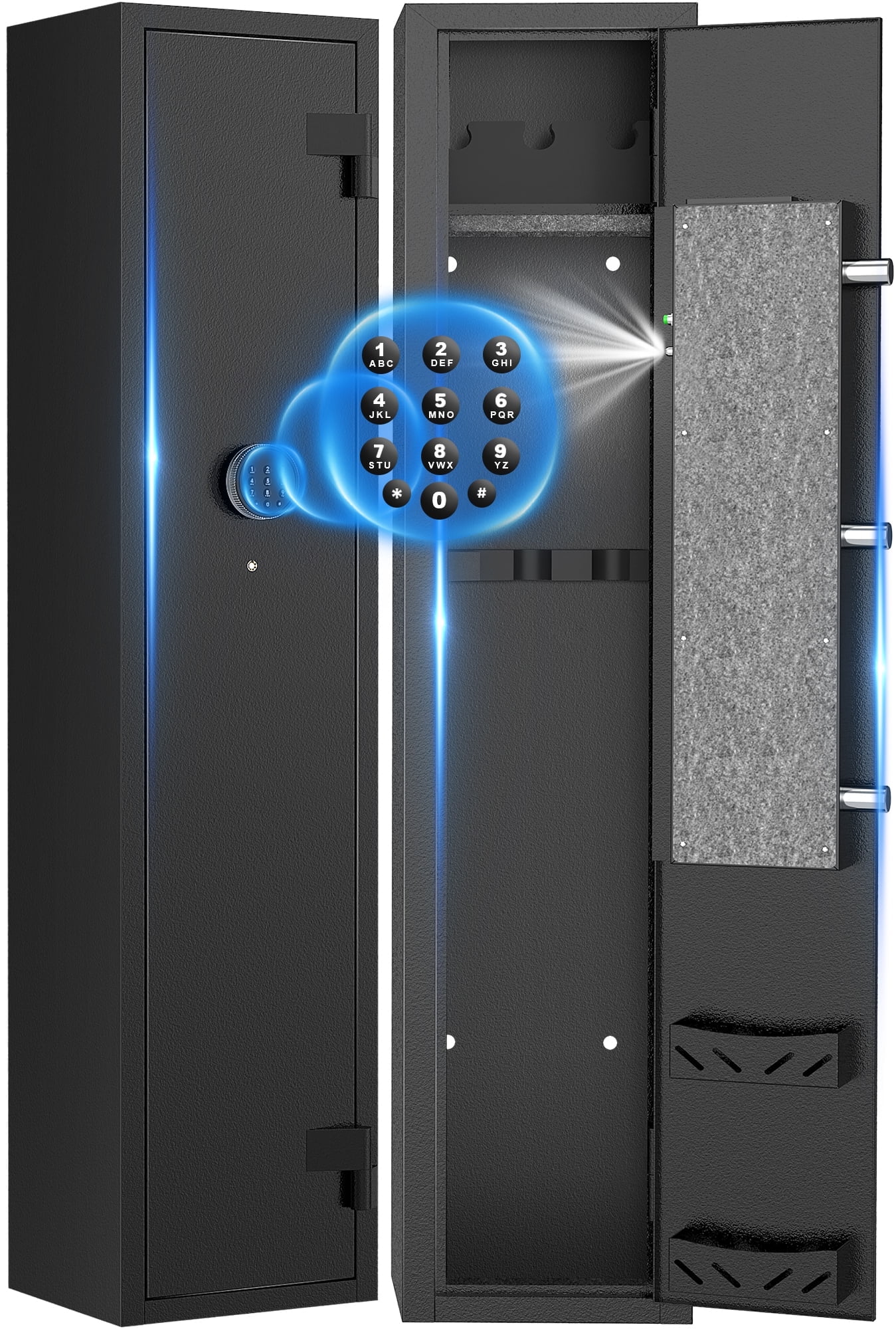BESAFETY 2-4 Long Gun Safes, Gun Cabinets for Home Storage of Rifle and Pistols, Quick Access Rifle Safe with Alarm System & Gun Racks
