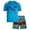 Blue Palm Tree, variant on Boys Swim Set - UPF50+ Short Sleeve Rash Guard Swim Shirt and Swim Trunks 2 Piece Set