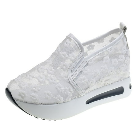 

Women s Platform Loafers - Platform Sneakers for Women Mesh Wedge Loafers Clearance Female Fashion Mesh Cloth Casual Shoes Thick Heel Lightweight And Comfortable Shoes White 7