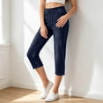 thumbnail image 2 of Yuhangmm Women's Pants Women Casual Capri Jeans Stretch Denim Cropped Pants Mid Rise Everyday Comfortable Summer Style Dark Blue S, 2 of 4